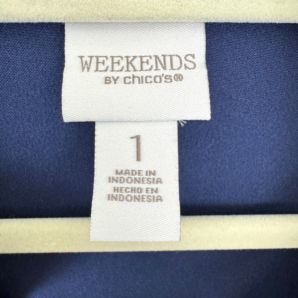 Chico's Womens Weekends Full Zip Jacket Size M Lightweight Minimal Casual Blue - Picture 2 of 6